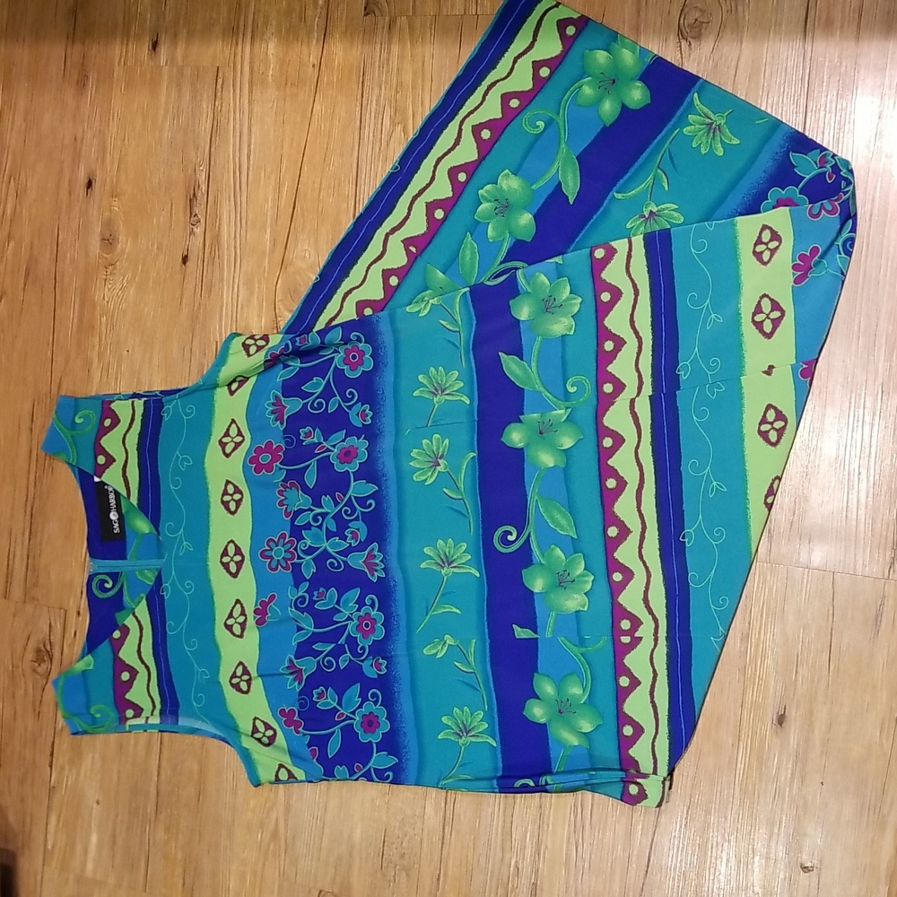 SagHarbor sleeveless zippered back patterned lightweight dress sz 16